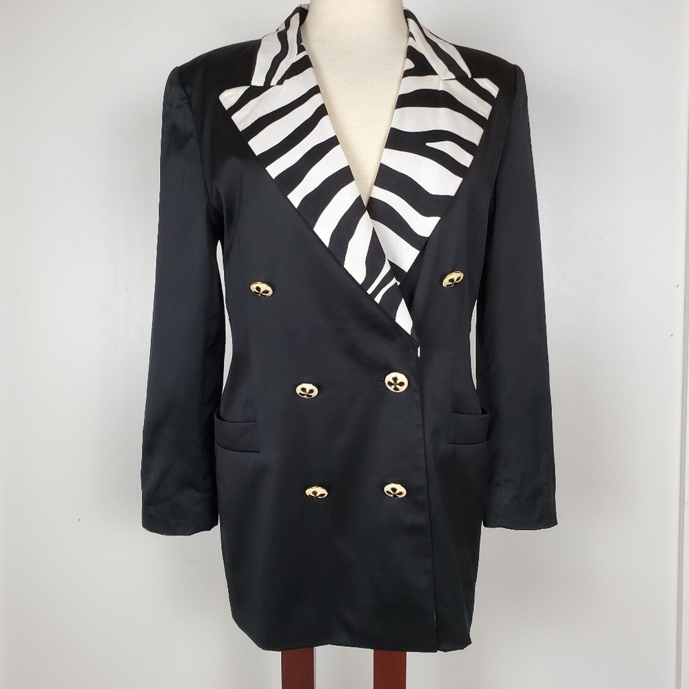Vintage Escada Preppy 80s Like New Zebra Blazer 8 - Picture 2 of 8